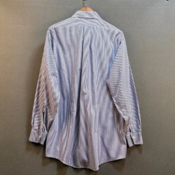 Brooks Brothers Mens 16.5-33 Blue Stripe Button Down Long Sleeve Non Iron Shirt - Picture 2 of 4